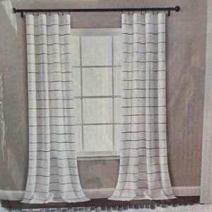 Lush Decor Ombre Stripe Grey White Curtain Panel Pair 40x84 Set of 2 New